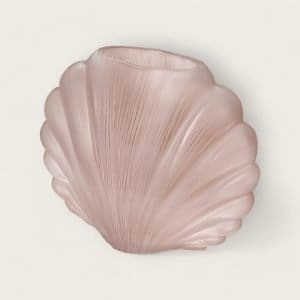 Blush Glass Shell Decorative Vase evoking old Hollywood glamour with its pink tones and vintage design